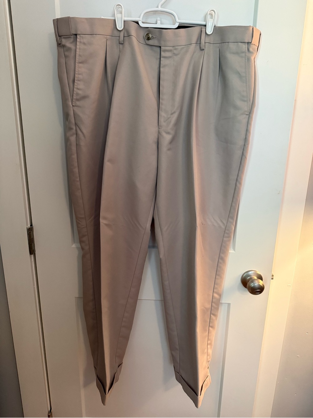 Perry Ellis Portfolio Men’s Dress Pants 42x30 Pleated Tan Khaki
